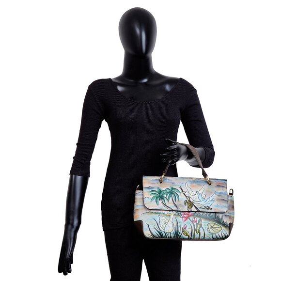 Hand-Painted Ladies' Top Handle Satchel Bag – Handbag Purse, Crossbody Sling Bag - Picture 9 of 9